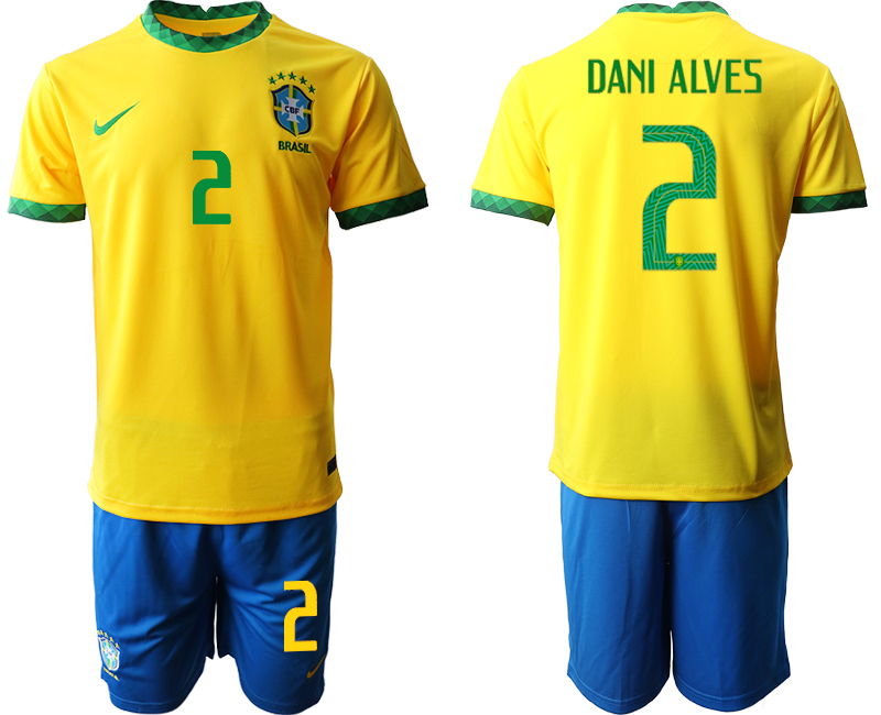 Men 2020-2021 Season National team Brazil home yellow #2 Soccer Jersey